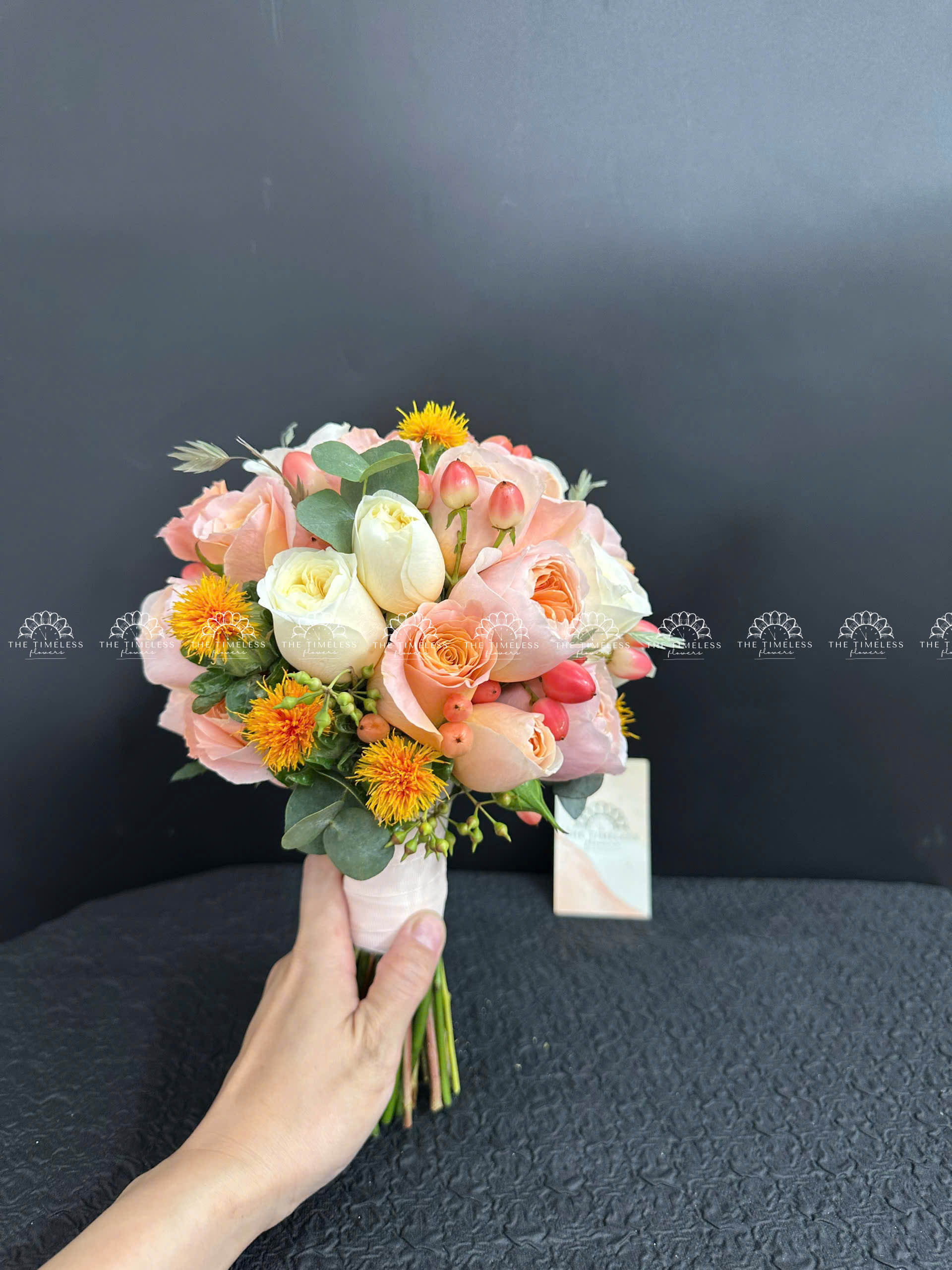 Hoa Cưới hoa hồng cam đào A356