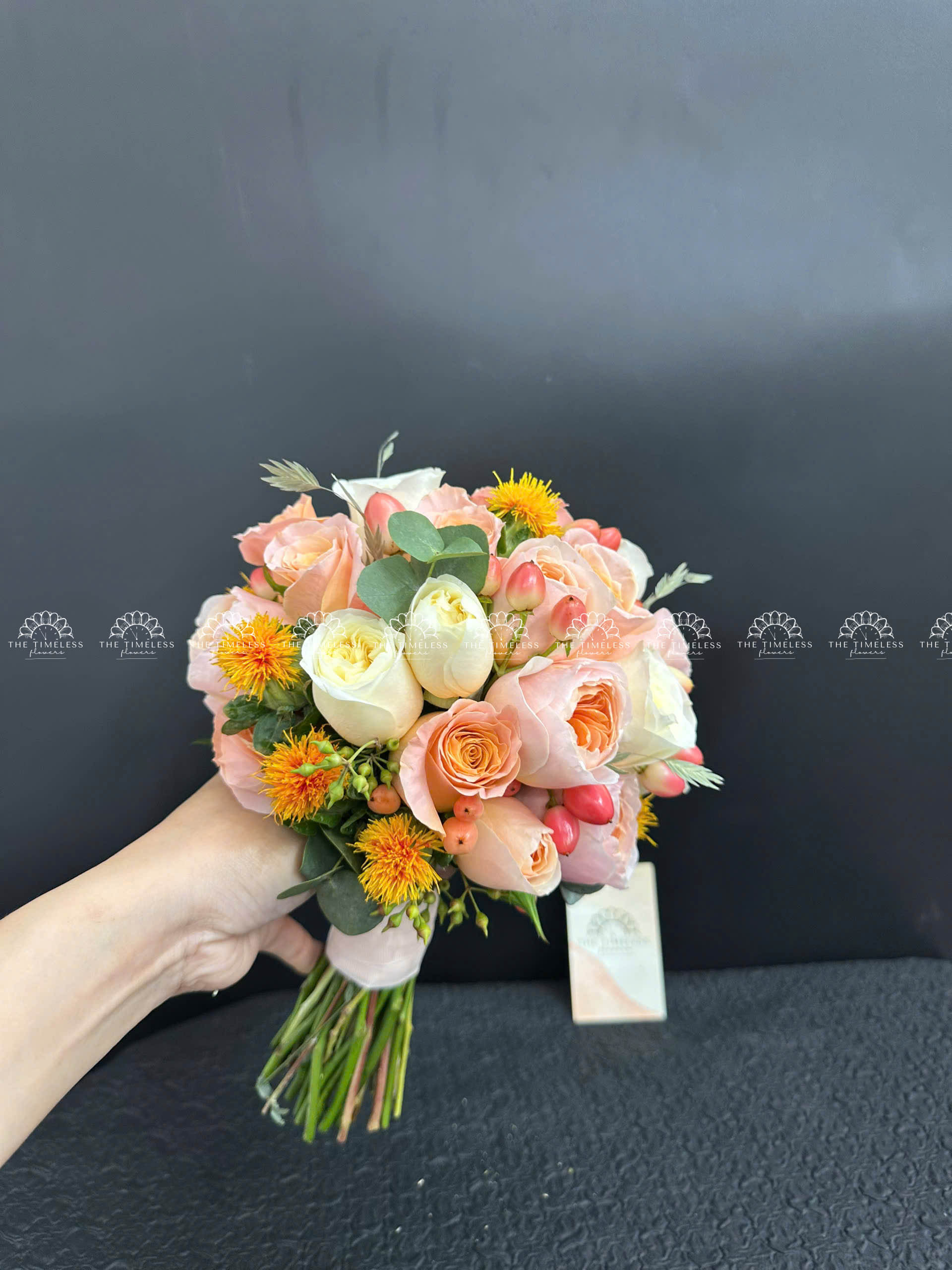Hoa Cưới hoa hồng cam đào A356