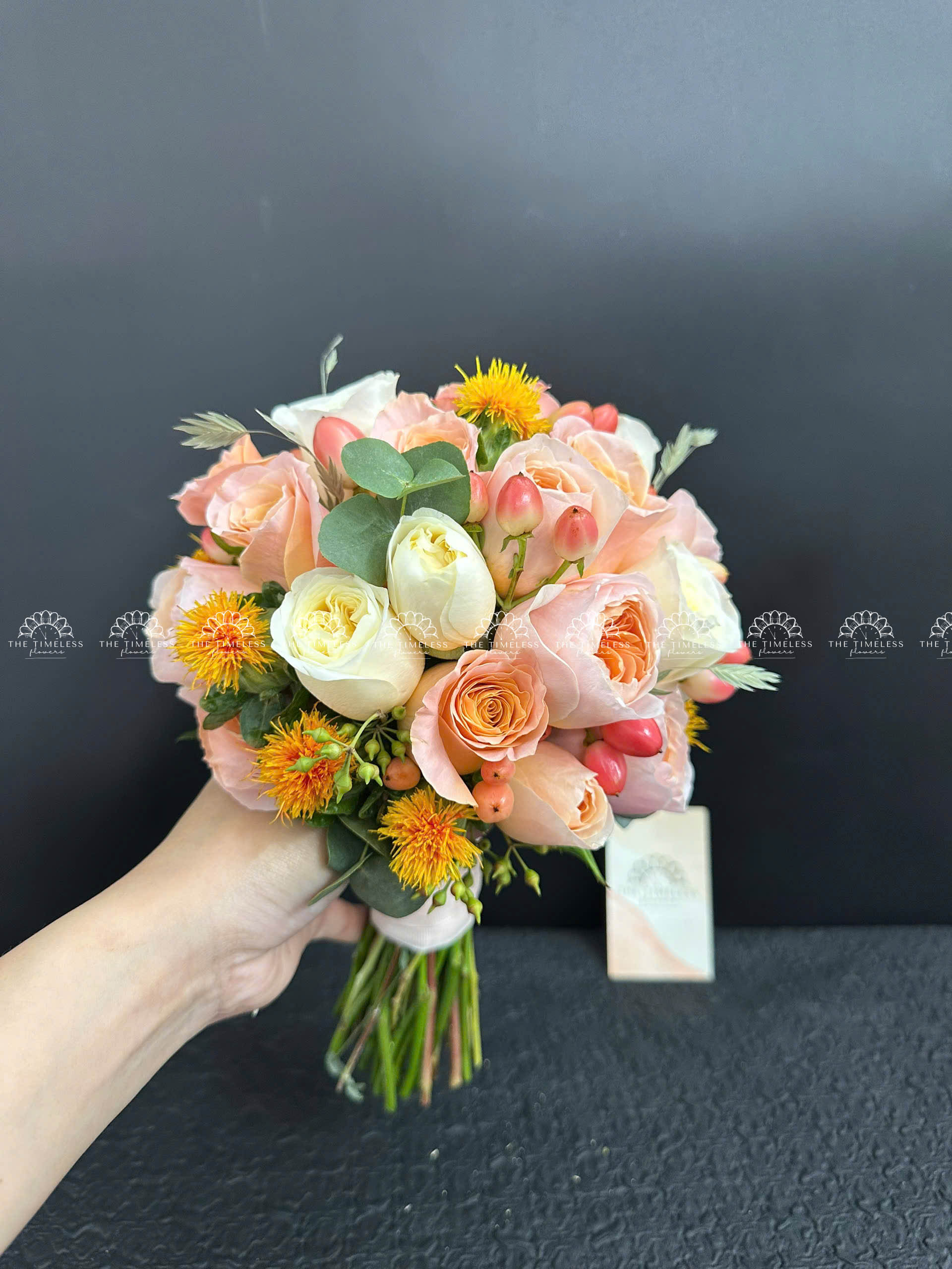 Hoa Cưới hoa hồng cam đào A356