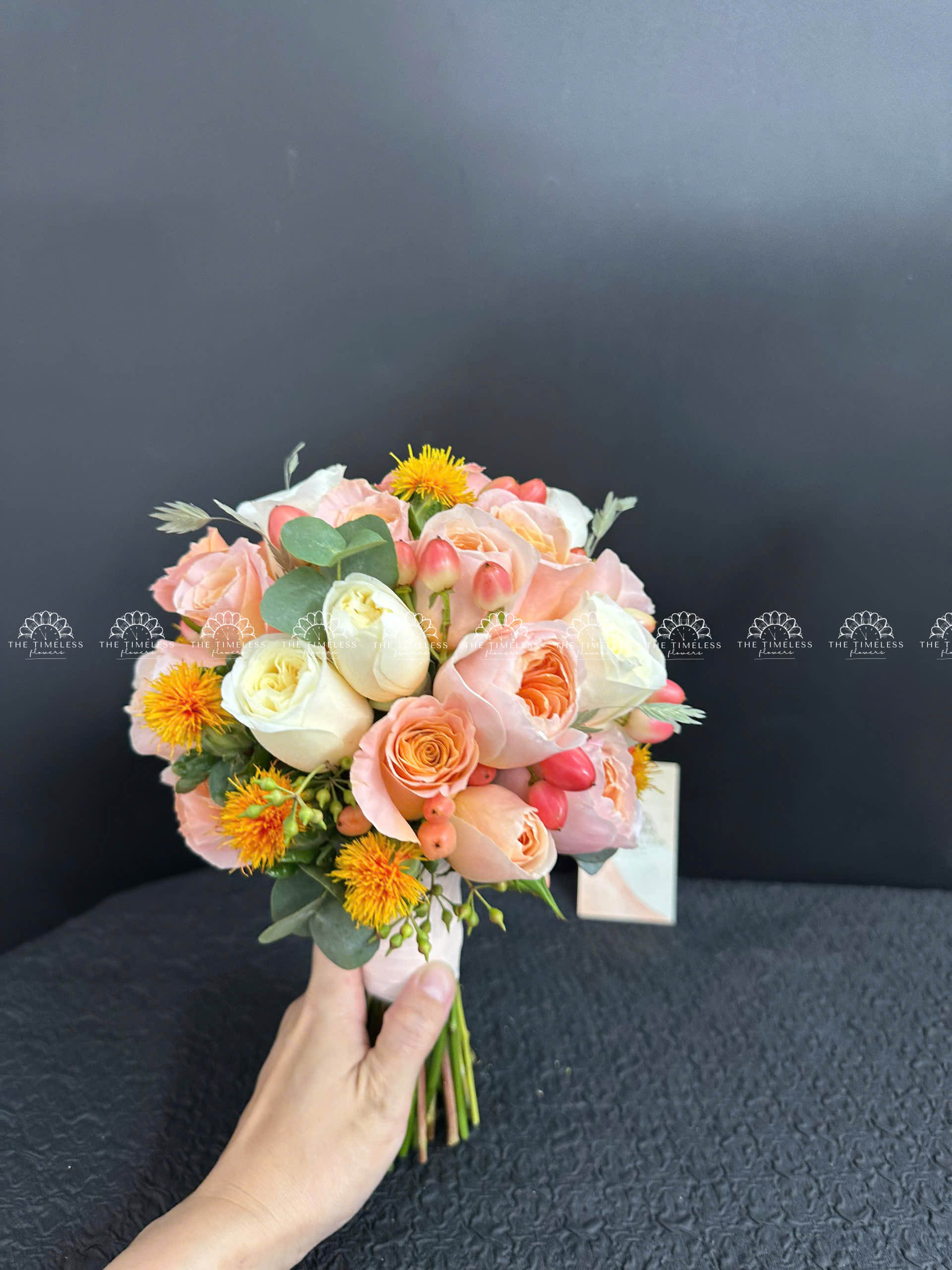 Hoa Cưới hoa hồng cam đào A356