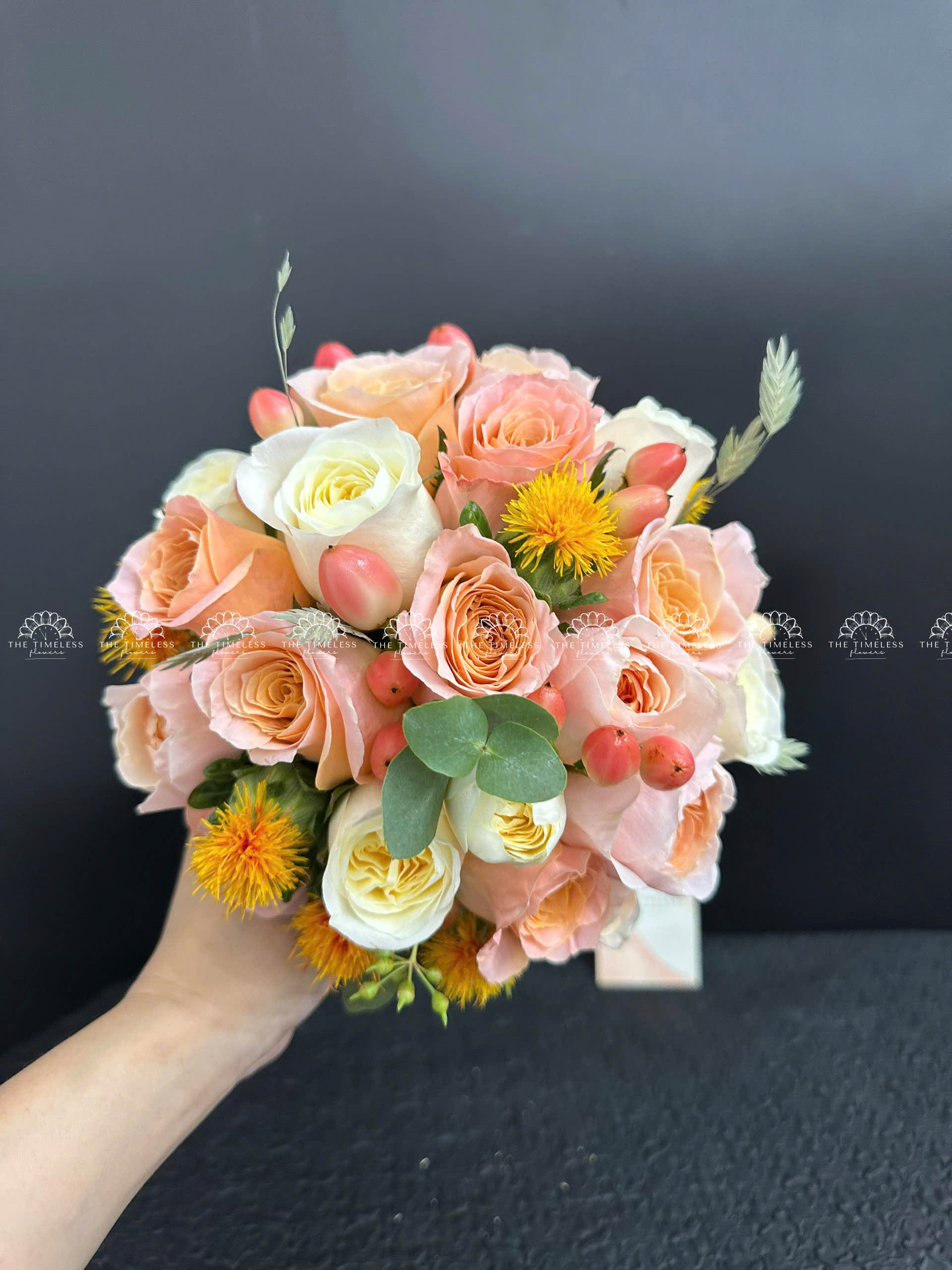 Hoa Cưới hoa hồng cam đào A356