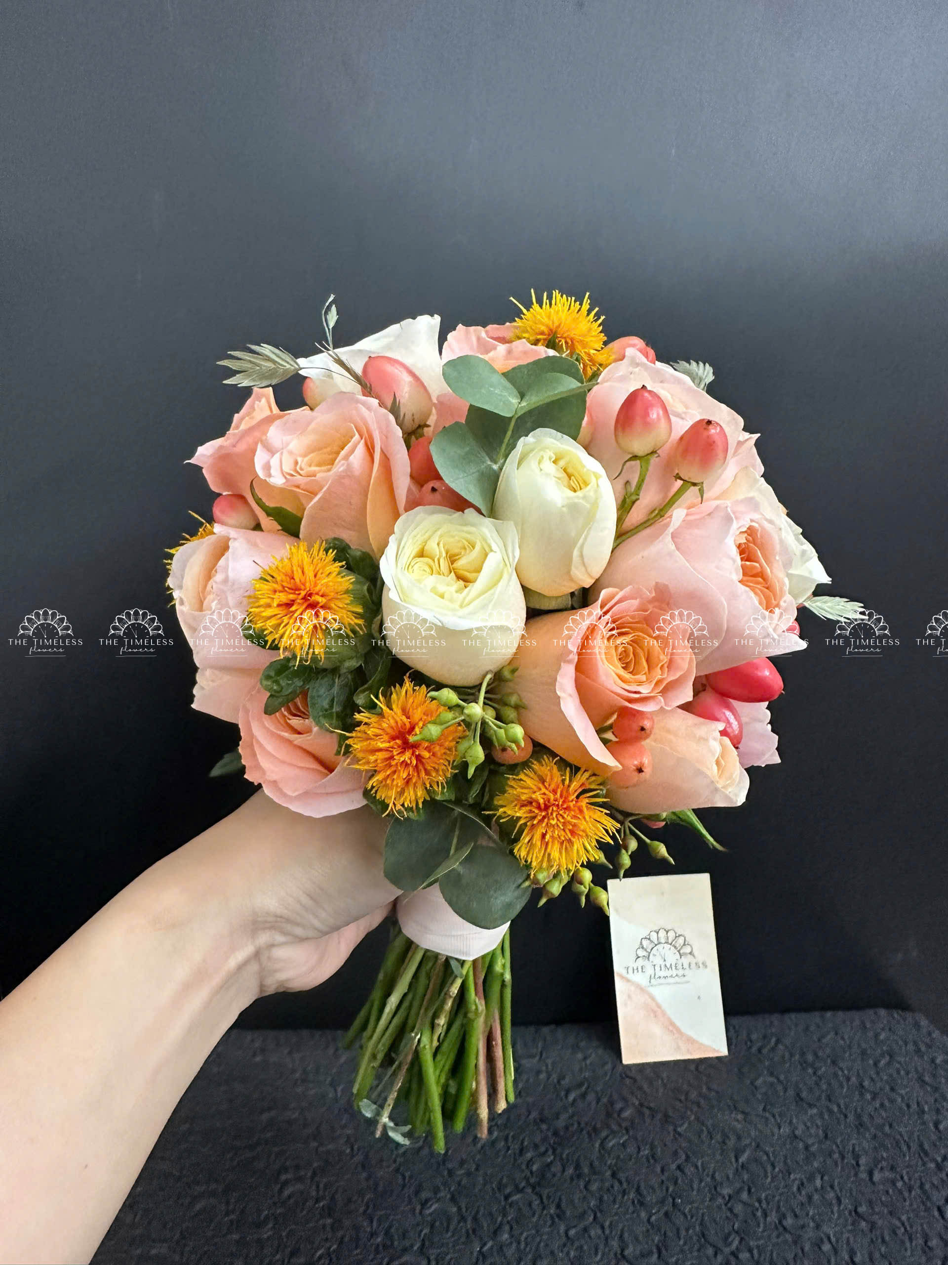 Hoa Cưới hoa hồng cam đào A356
