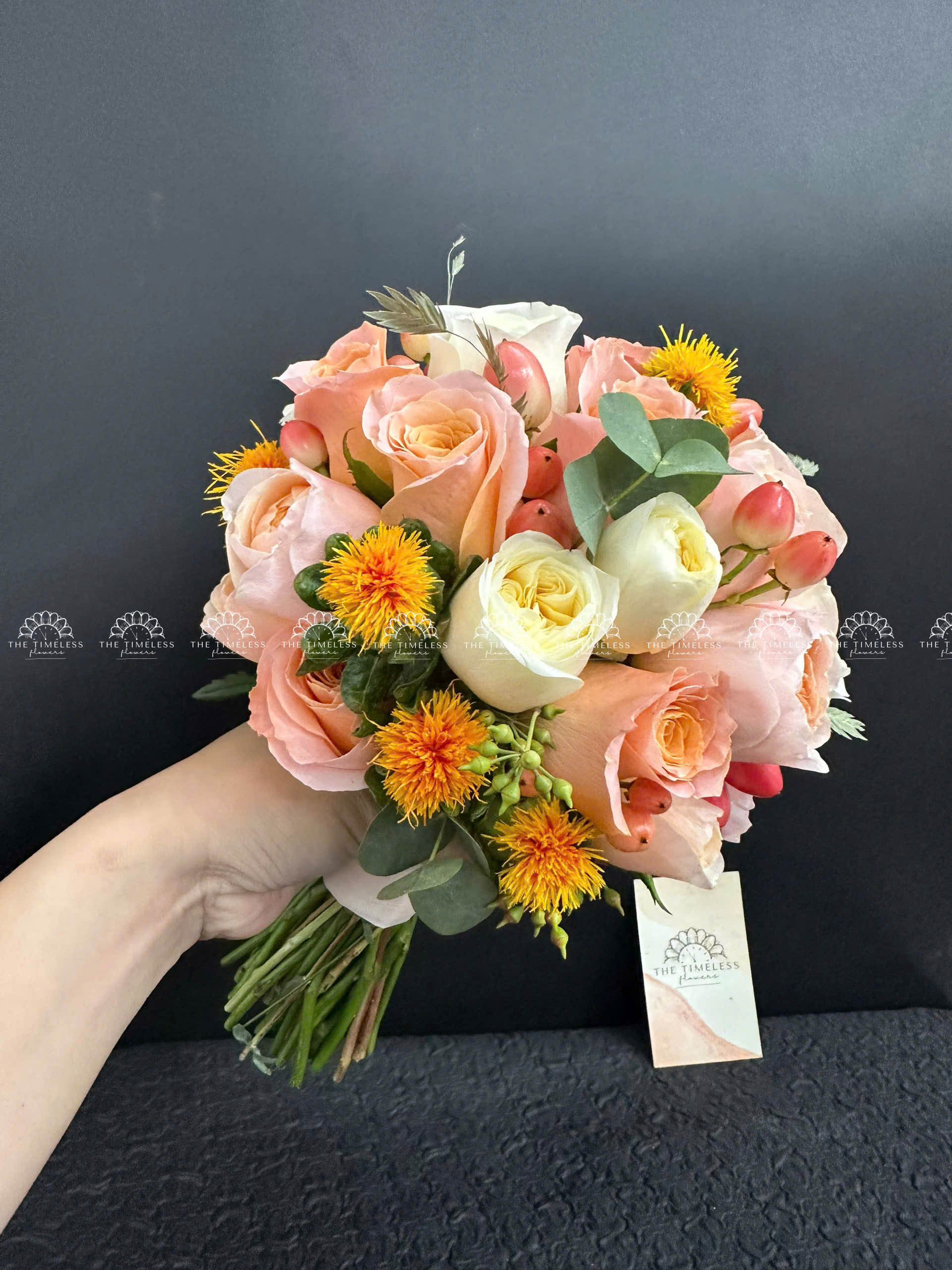 Hoa Cưới hoa hồng cam đào A356