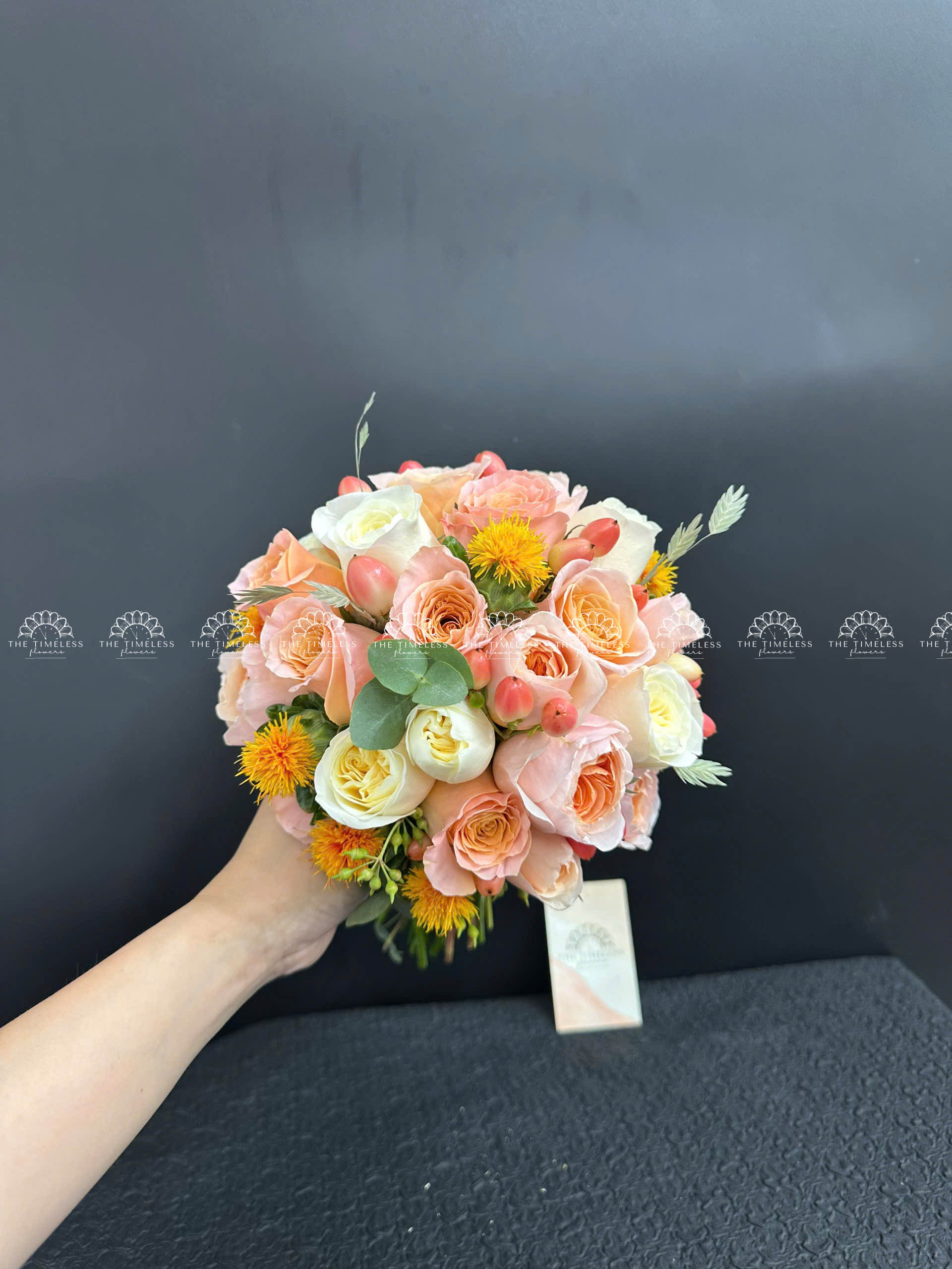 Hoa Cưới hoa hồng cam đào A356