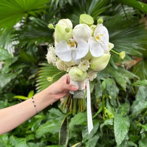 Hoa Cưới Sen Trắng Và Lan Hồ Điệp A88