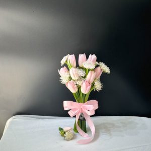 Hoa Cưới 9 Tulip Hồng mix hoa Thuý Châu A143