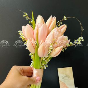 hoa cưới 10 tulip hồng đào