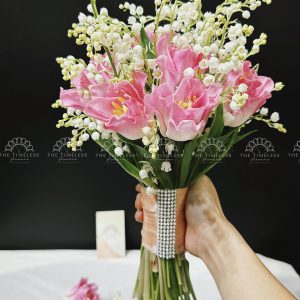 Hoa Cưới 50 Linh Lan và 9 Tulip Hồng A171