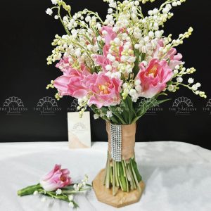 Hoa Cưới 50 Linh Lan và 9 Tulip Hồng A171