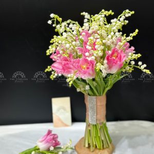 Hoa Cưới 50 Linh Lan và 9 Tulip Hồng A171