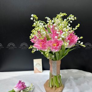 Hoa Cưới 50 Linh Lan và 9 Tulip Hồng A171