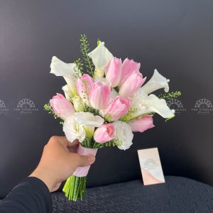 Hoa Cưới Calla Lily - Rum Hà Lan và Tulip Hồng A192