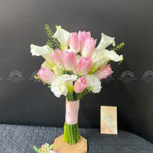 Hoa Cưới Calla Lily - Rum Hà Lan và Tulip Hồng A192