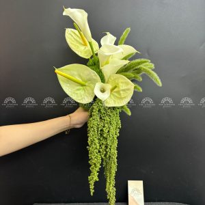 Hoa Cưới Thác Đổ Calla Lily và Hồng môn xanh A200