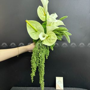 Hoa Cưới Thác Đổ Calla Lily và Hồng môn xanh A200