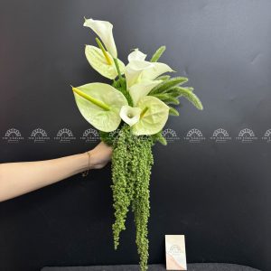 Hoa Cưới Thác Đổ Calla Lily và Hồng môn xanh A200
