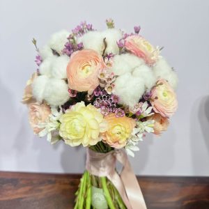 Hoa Cưới Mao Lương Cam Đào mix hoa Bông Gòn A219