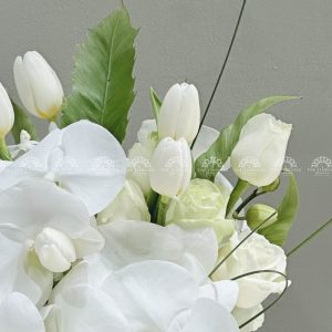 Hoa Cưới Lan Hồ Điệp mix Tulip Trắng H005