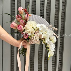 Hoa Cưới Quạt hoa Lan Hồ Điệp mix Tulip A241