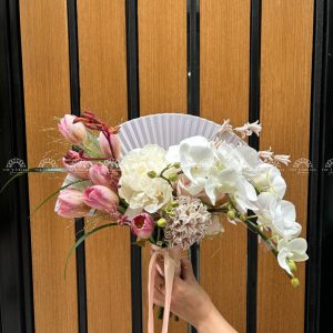 Hoa Cưới Quạt hoa Lan Hồ Điệp mix Tulip A241