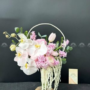 Hoa Cưới Quạt hoa Lan Hồ Điệp mix Dạ Lan Hương A240