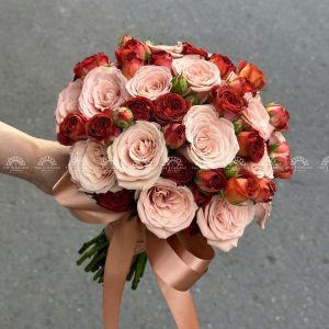 Hoa Cưới Hồng Capuchino mix Hồng Chocolate A308