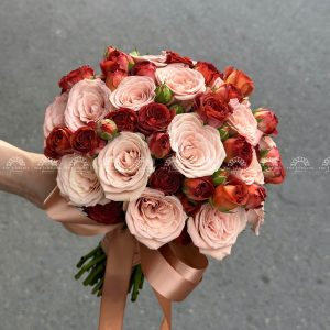 Hoa Cưới Hồng Capuchino mix Hồng Chocolate A308