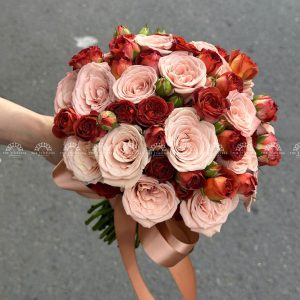 Hoa Cưới Hồng Capuchino mix Hồng Chocolate A308