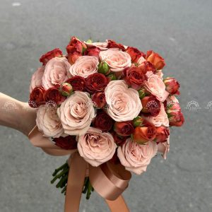 Hoa Cưới Hồng Capuchino mix Hồng Chocolate A308