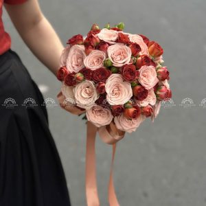 Hoa Cưới Hồng Capuchino mix Hồng Chocolate A308