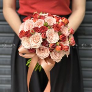 Hoa Cưới Hồng Capuchino mix Hồng Chocolate A308