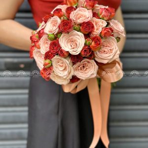 Hoa Cưới Hồng Capuchino mix Hồng Chocolate A308