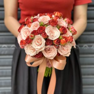 Hoa Cưới Hồng Capuchino mix Hồng Chocolate A308