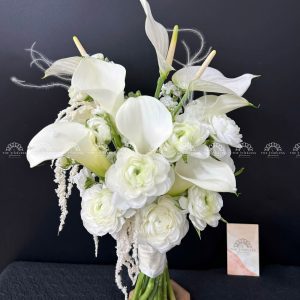 Hoa Cưới 5 Calla Lily Trắng mix Hồng Môn Trắng A291