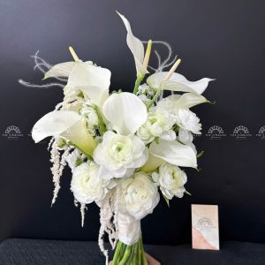 Hoa Cưới 5 Calla Lily Trắng mix Hồng Môn Trắng A291
