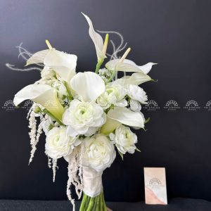 Hoa Cưới 5 Calla Lily Trắng mix Hồng Môn Trắng A291