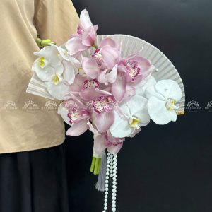 Hoa Cưới Quạt hoa Lan Hồ Điệp mix Địa Lan Hồng Hà Lan A284