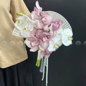 Hoa Cưới Quạt hoa Lan Hồ Điệp mix Địa Lan Hồng Hà Lan A284