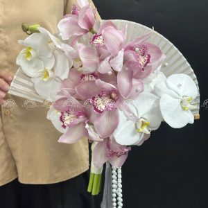 Hoa Cưới Quạt hoa Lan Hồ Điệp mix Địa Lan Hồng Hà Lan A284