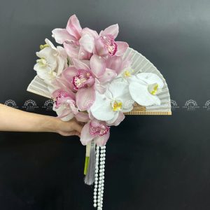 Hoa Cưới Quạt hoa Lan Hồ Điệp mix Địa Lan Hồng Hà Lan A284