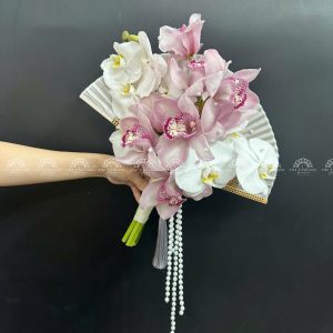 Hoa Cưới Quạt hoa Lan Hồ Điệp mix Địa Lan Hồng Hà Lan A284