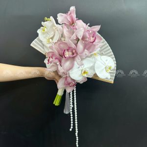 Hoa Cưới Quạt hoa Lan Hồ Điệp mix Địa Lan Hồng Hà Lan A284