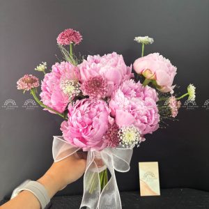 Hoa cưới 5 Mẫu Đơn hồng A311