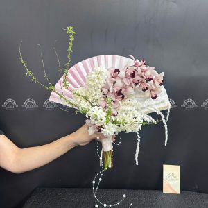 Hoa Cưới Quạt hoa Lan Hồ Điệp mix Địa Lan Hồng Đà Lạt A330