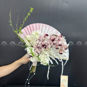 Hoa Cưới Quạt hoa Lan Hồ Điệp mix Địa Lan Hồng Đà Lạt A330