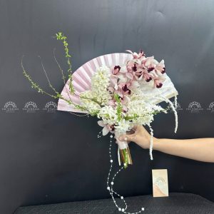 Hoa Cưới Quạt hoa Lan Hồ Điệp mix Địa Lan Hồng Đà Lạt A330