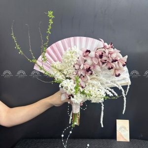 Hoa Cưới Quạt hoa Lan Hồ Điệp mix Địa Lan Hồng Đà Lạt A330