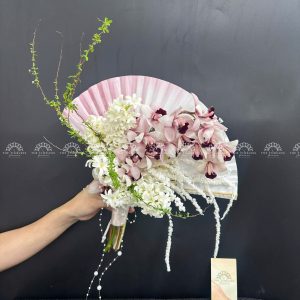 Hoa Cưới Quạt hoa Lan Hồ Điệp mix Địa Lan Hồng Đà Lạt A330