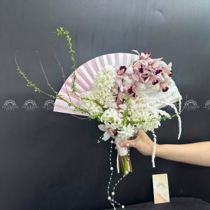 Hoa Cưới Quạt hoa Lan Hồ Điệp mix Địa Lan Hồng Đà Lạt A330