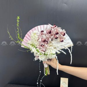 Hoa Cưới Quạt hoa Lan Hồ Điệp mix Địa Lan Hồng Đà Lạt A330